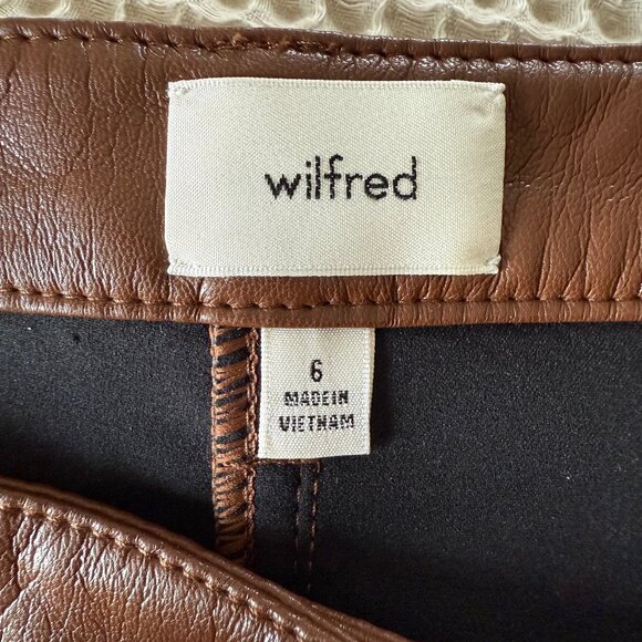 NWOT Aritzia WILFRED Melina Cognac Brown Vegan Leather Trousers Pants Size 6 - Picture 11 of 13